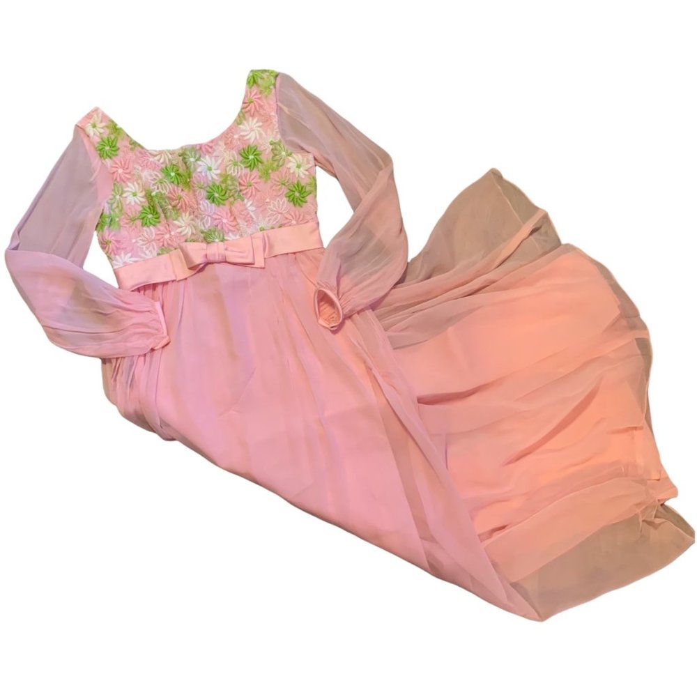 Vintage Ladies Union Floral Hand Embroidered Dress S